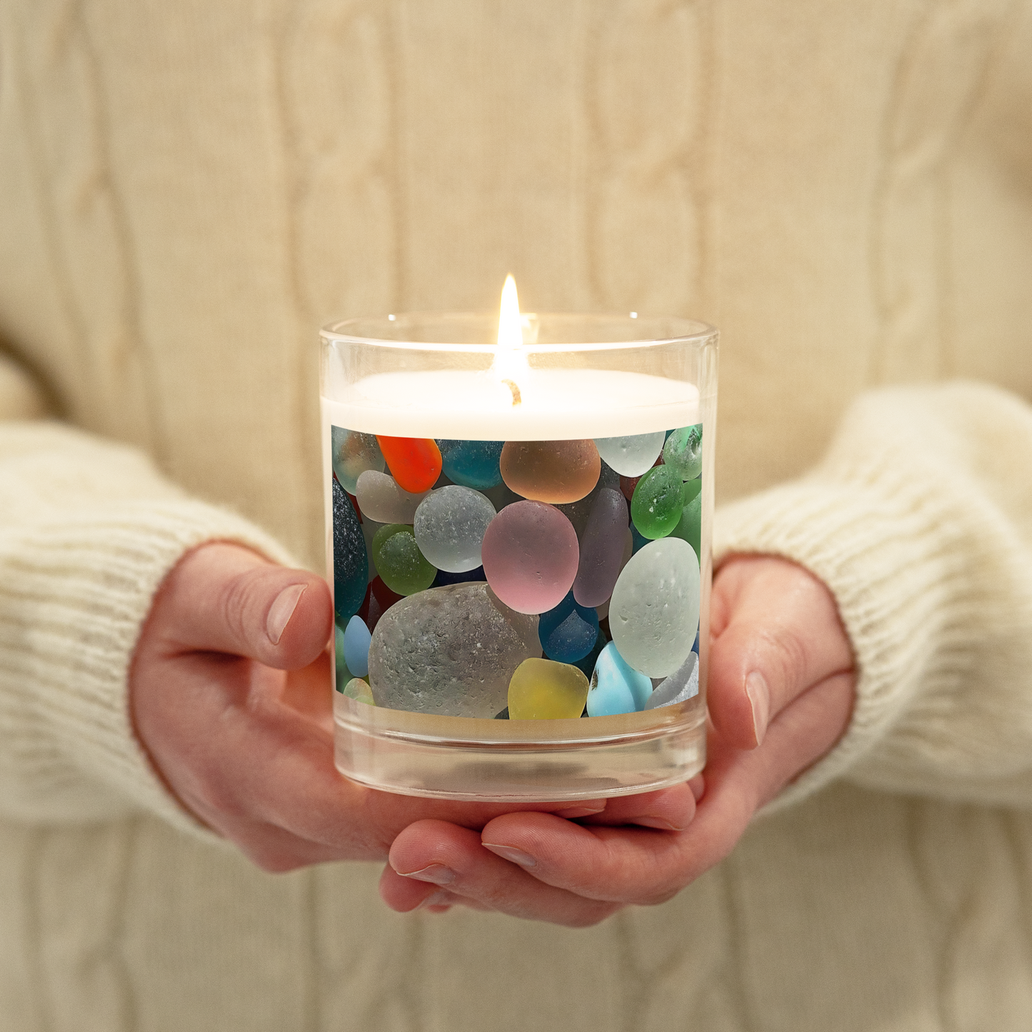 Glass jar soy wax candle