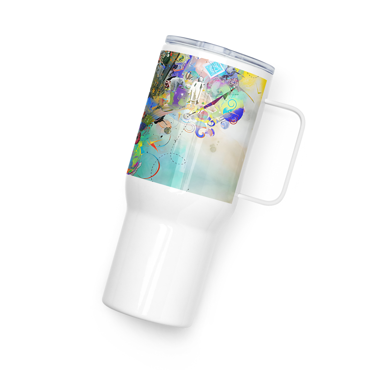 Travel mug with a handle