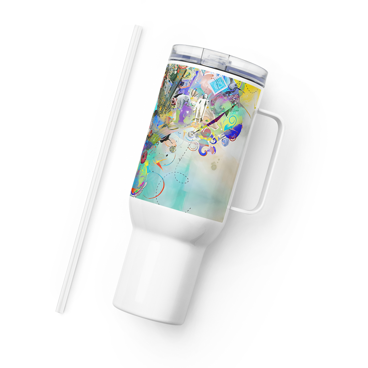 Travel mug with a handle